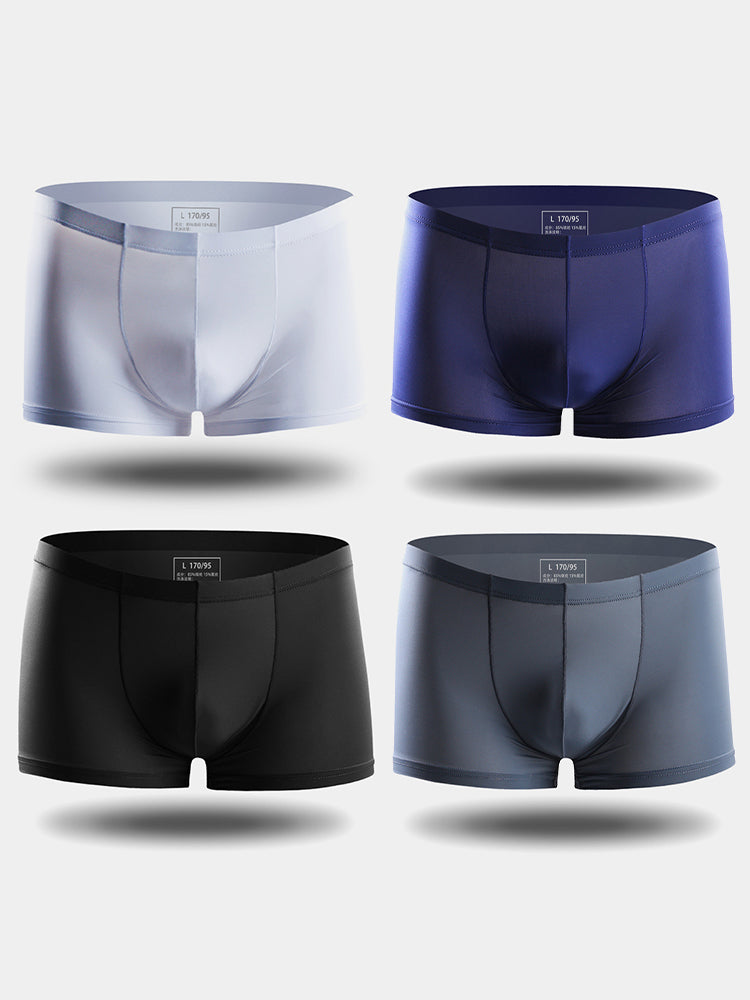 4 Pack Cooling Silk Bulge Pouch Men's Underwear