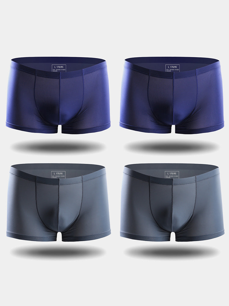 4 Pack Cooling Silk Bulge Pouch Men's Underwear