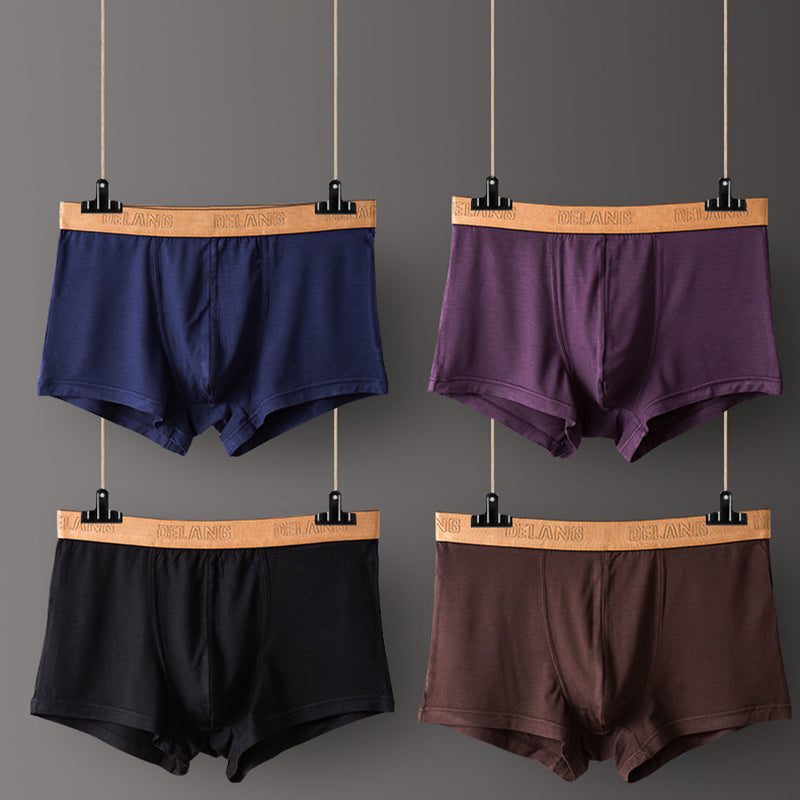 Modal Ultra-soft Solid Mid-waist Men's Boxer Briefs