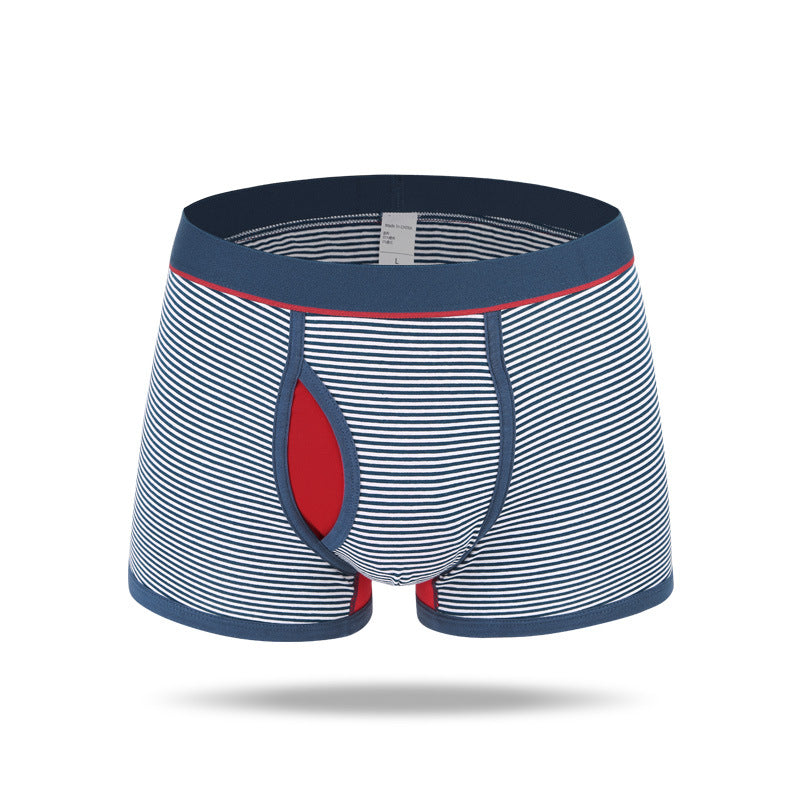 Men's Striped Cotton Sports Boxer Briefs