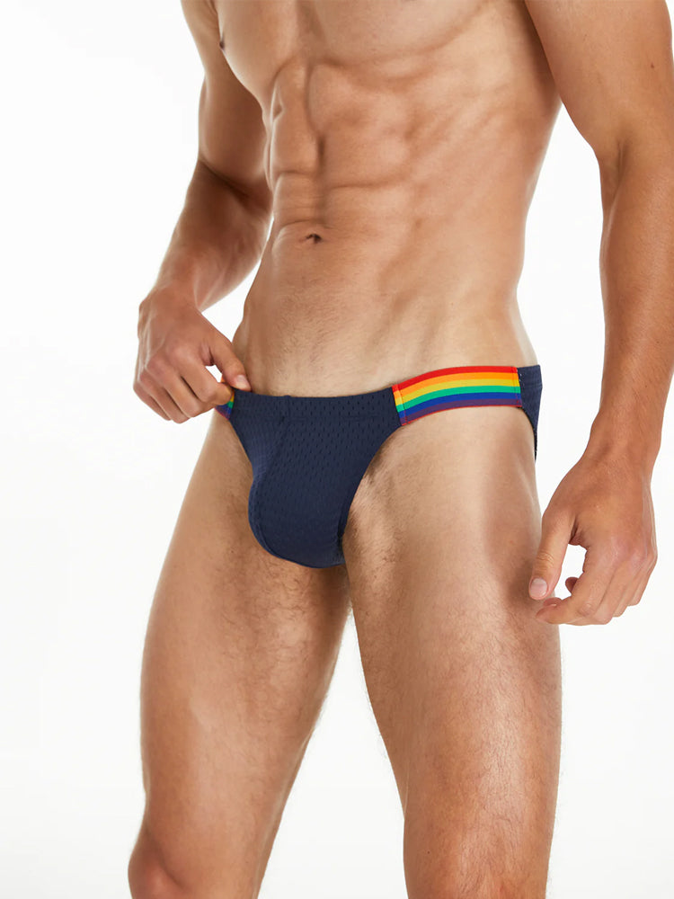 Men's Sexy Rainbow Pride Mesh Bikini