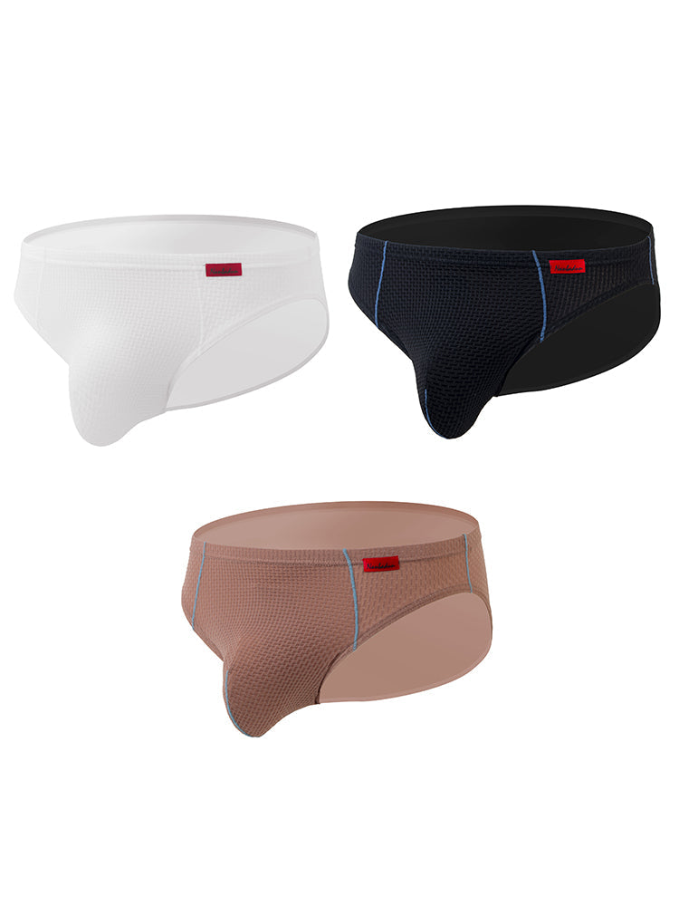 メンズ ナイロン チェック柄 リフトヒップブリーフ 3枚組 トライアングルブリーフ