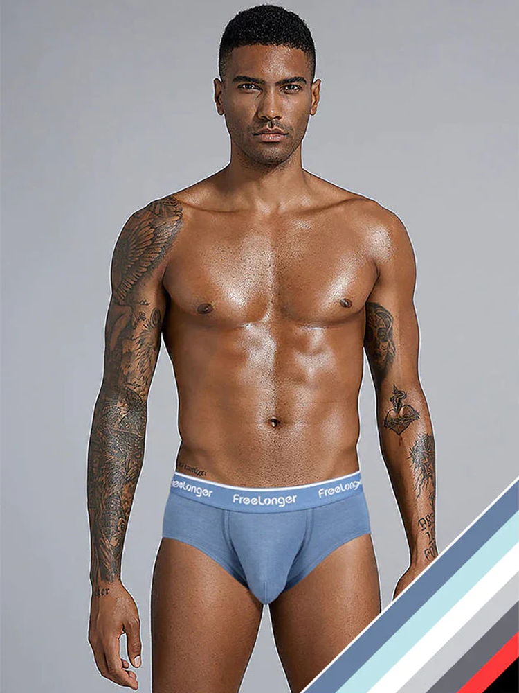 FreeLonger Men's Comfy Separate Big Pouch Briefs