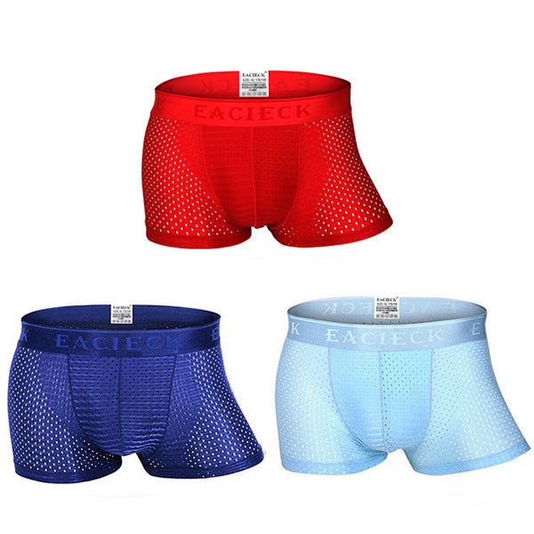 メンズ メッシュ 薄手 アイスシルク 下着 3点セット