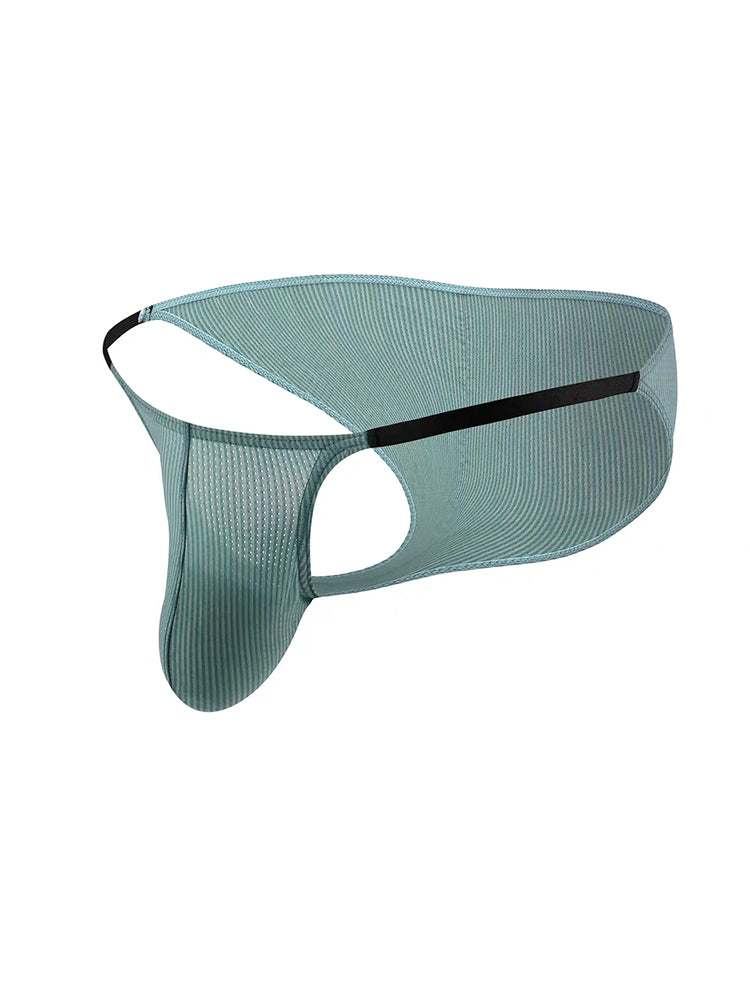 3 Pack Men's Low Rise Striped Camisole Briefs with Raised Pockets