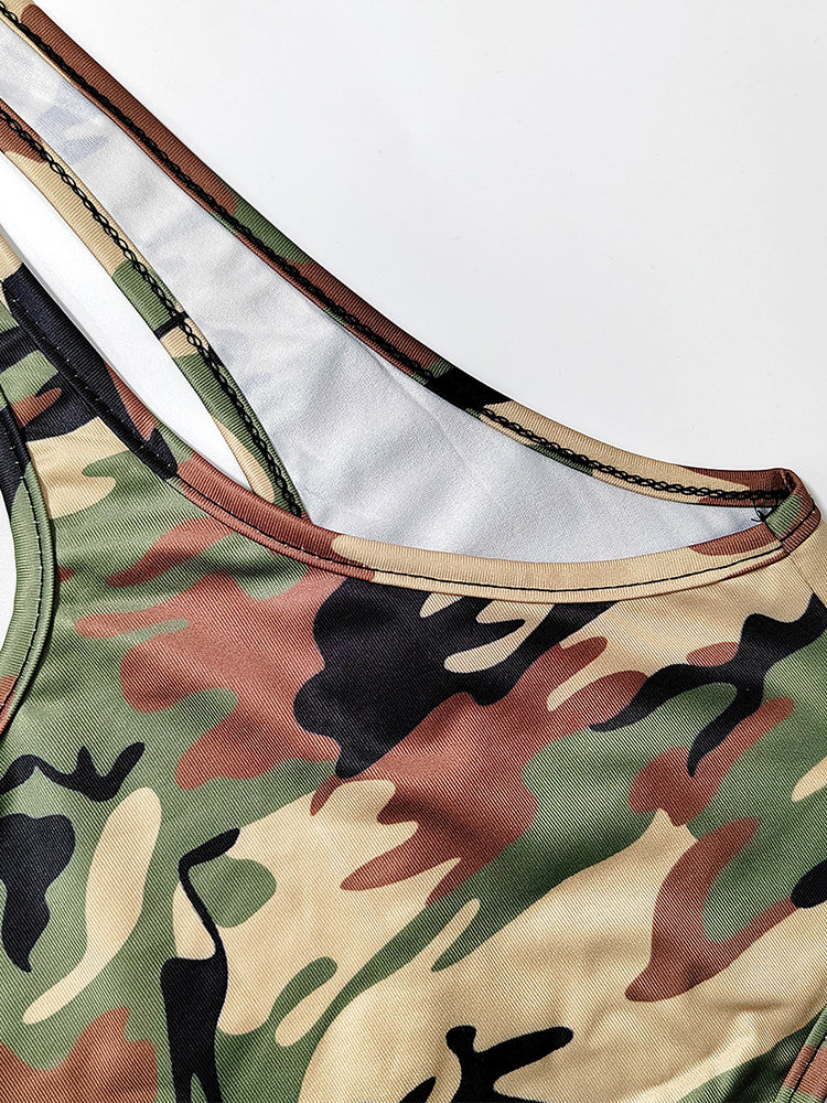 Men's Sports Fitness Camouflage Print One-Piece Jumpsuit