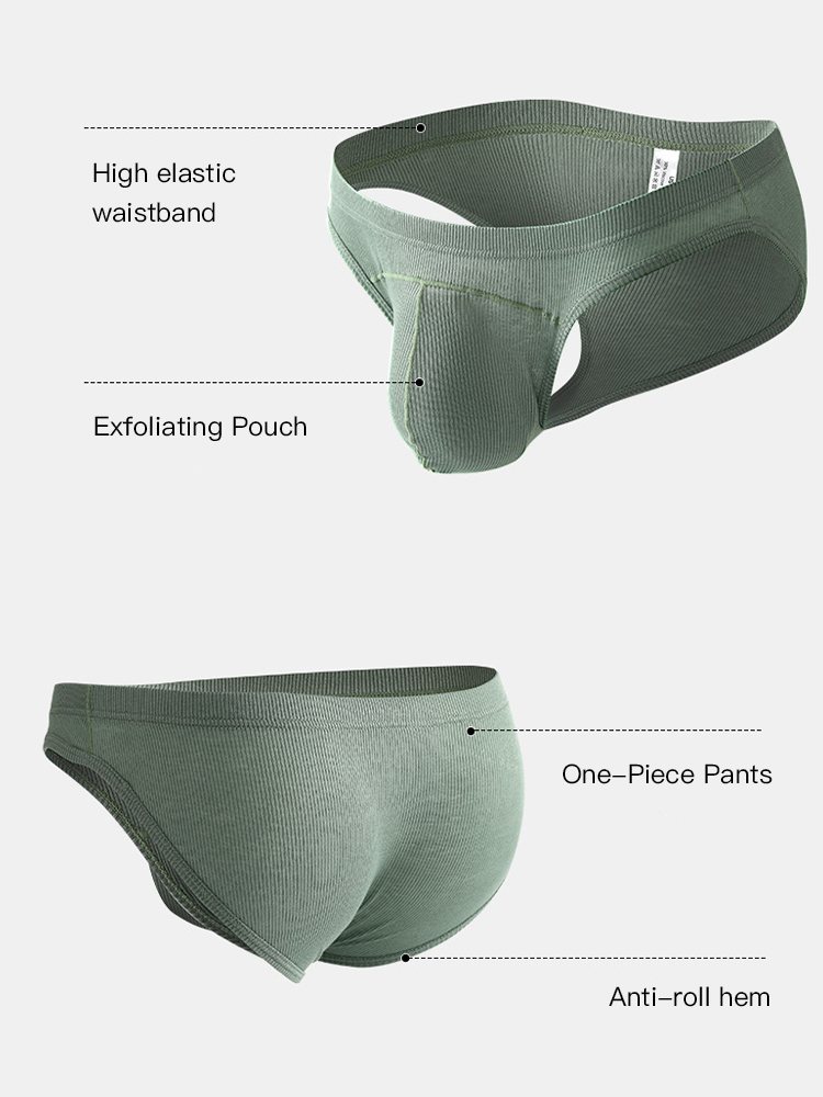 3 Pack Men's Sexy Threaded U-Shaped Briefs