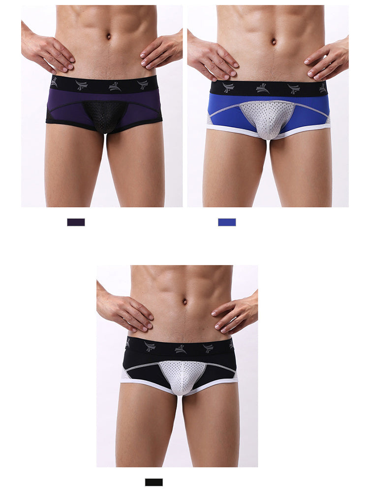 3 Pack Men's Nylon Mesh Breathable U-Pouch Trunks