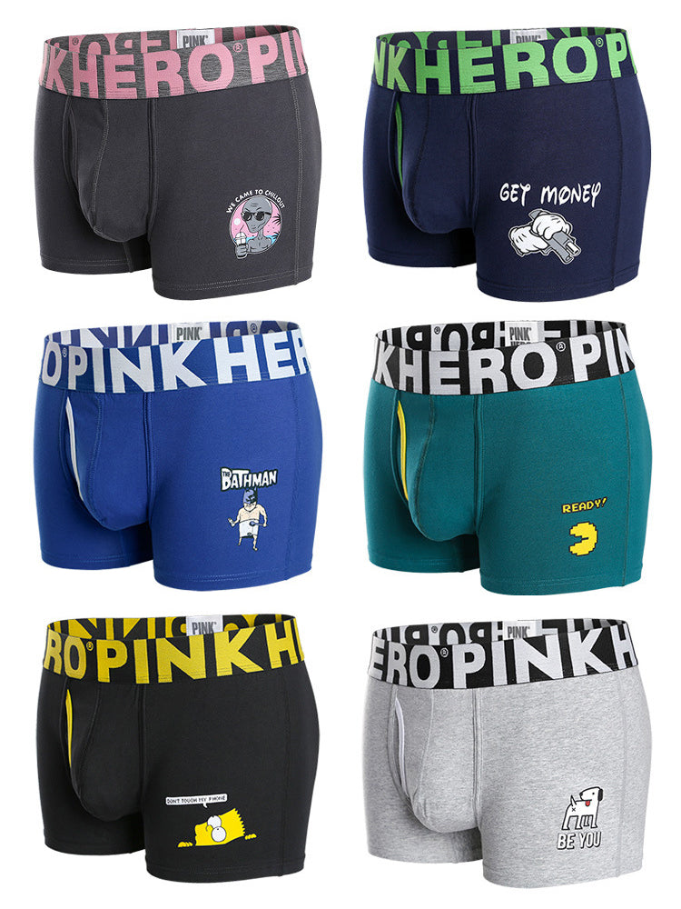 Cartoon Print Soft Cotton Trunks with Fly