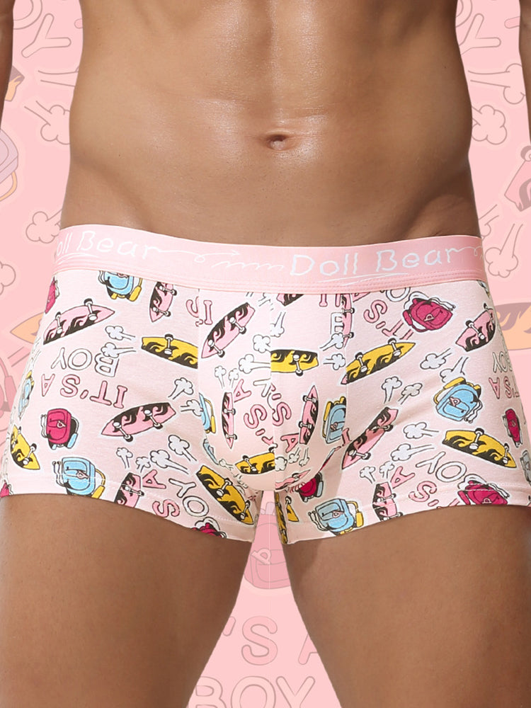 4 Pack Men's Cartoon Cotton Anti-Bacterial Boxer Briefs