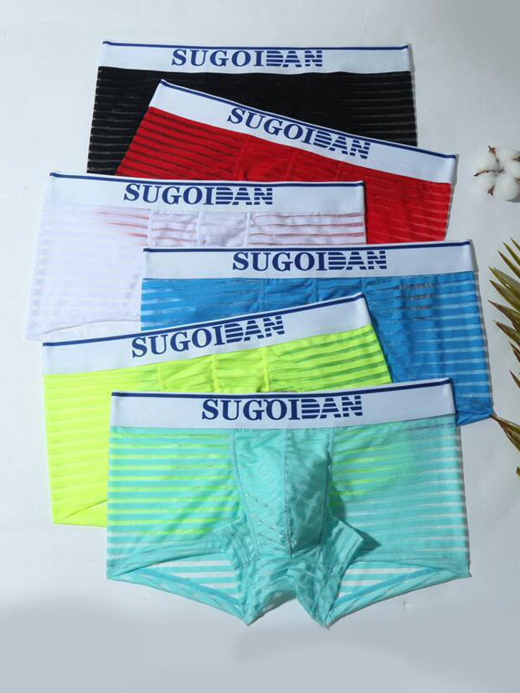 Men's Sexy Transparent Striped Trunks