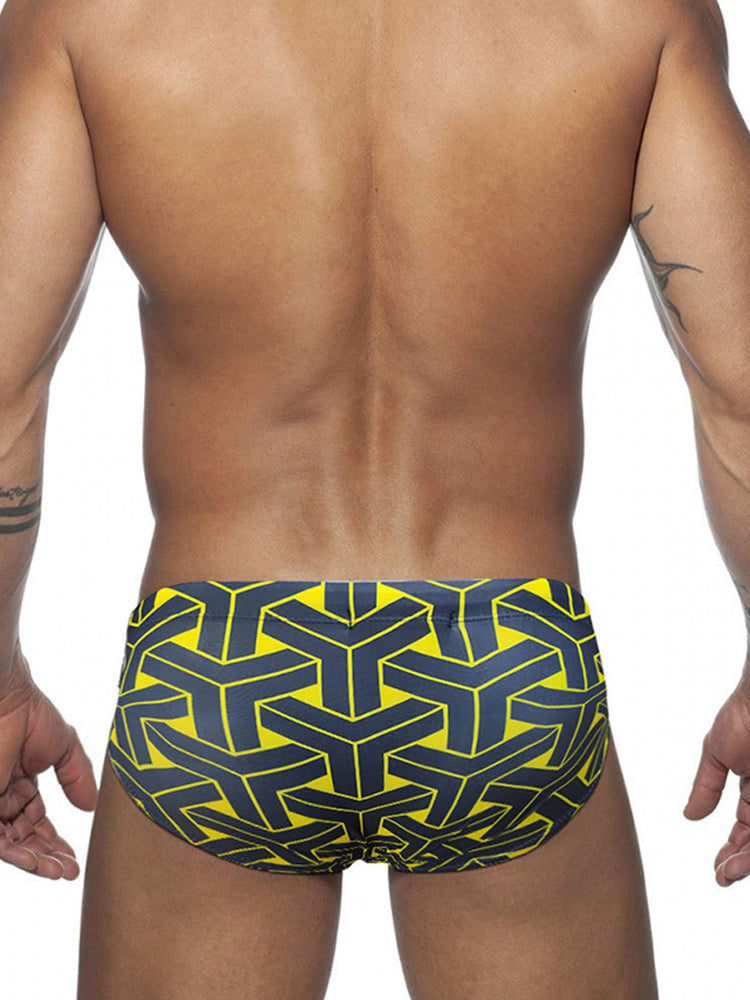 Men's 3D Pouch Printed Fitness Swim Brief
