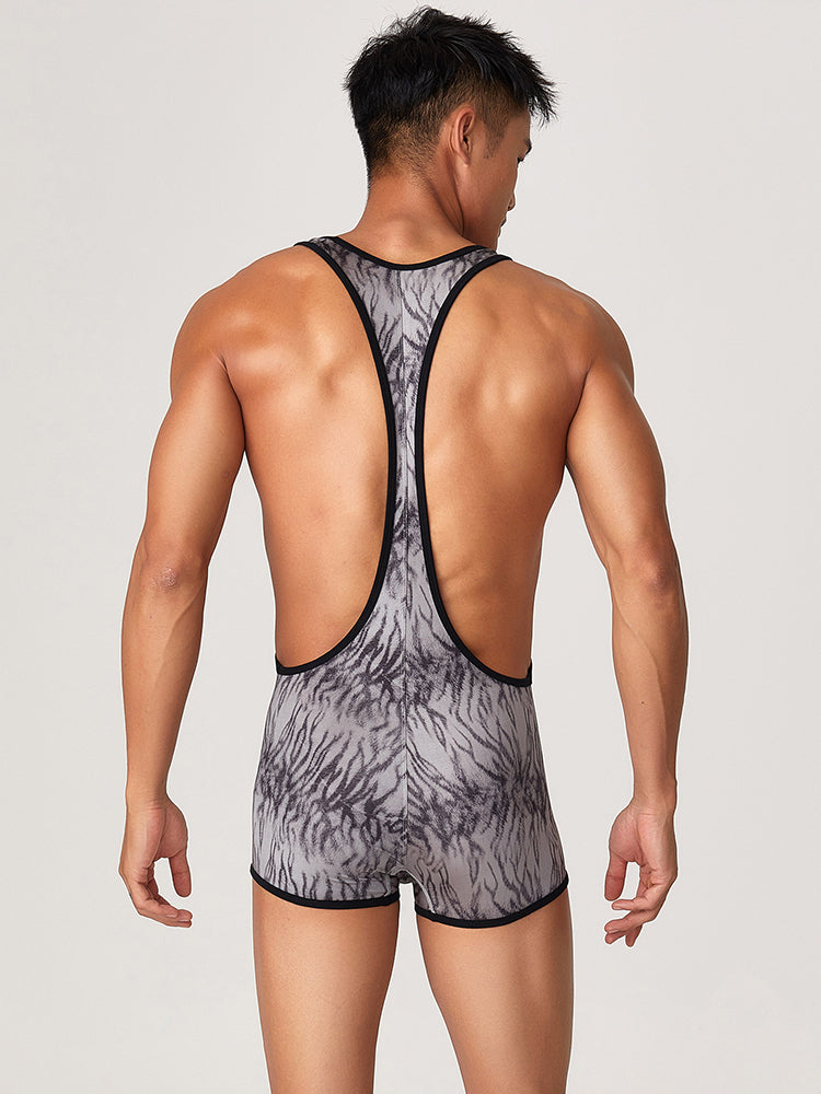 Men's Fitness Bib Short with Tiger Stripes