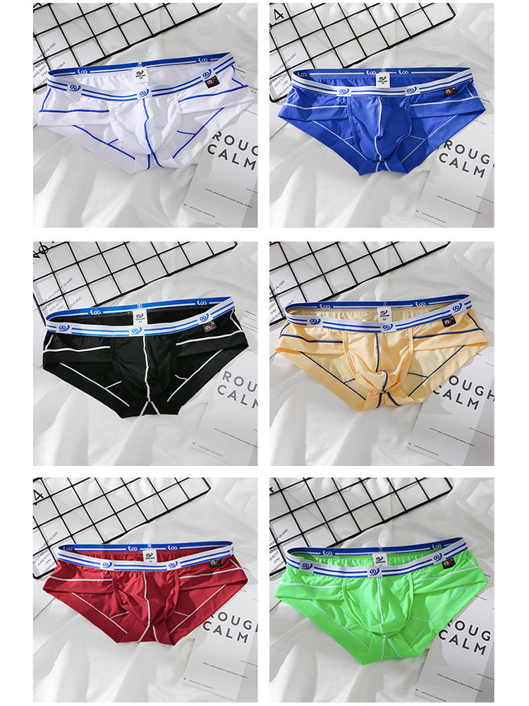 3 Pack Sexy Fashion Ice Silk Solid Color Men's Briefs