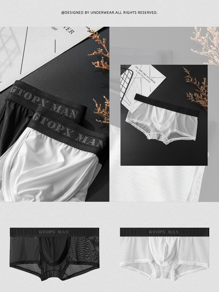 2-Pack Men's Breathable Mesh Ice Silk U-convex Low Waist Boxer Briefs