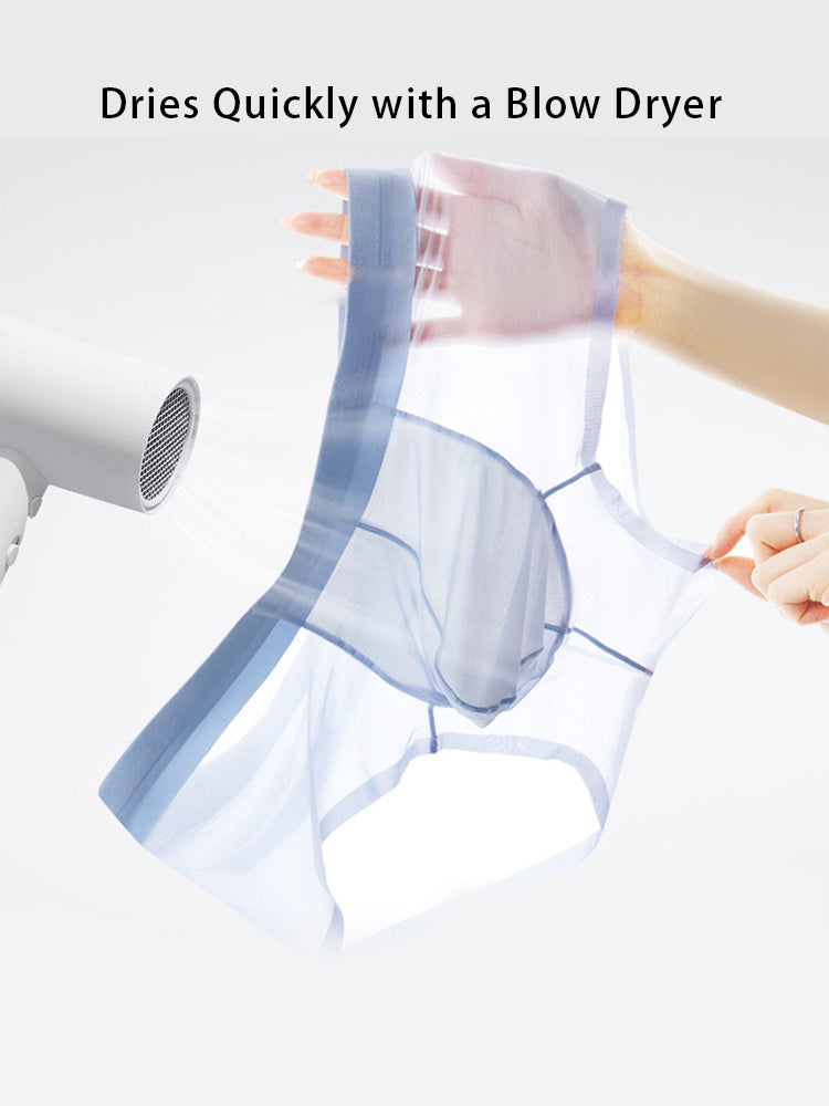 2 Pack Men's Ultra-Thin Ice Silk Breathable Quick-Dry Antibacterial Crotch Briefs