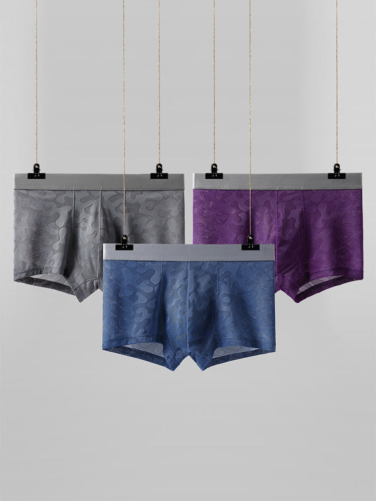 3 Pack Men's Graphene Anti-Bacterial Hollow Lace Ultra-Thin Trunks