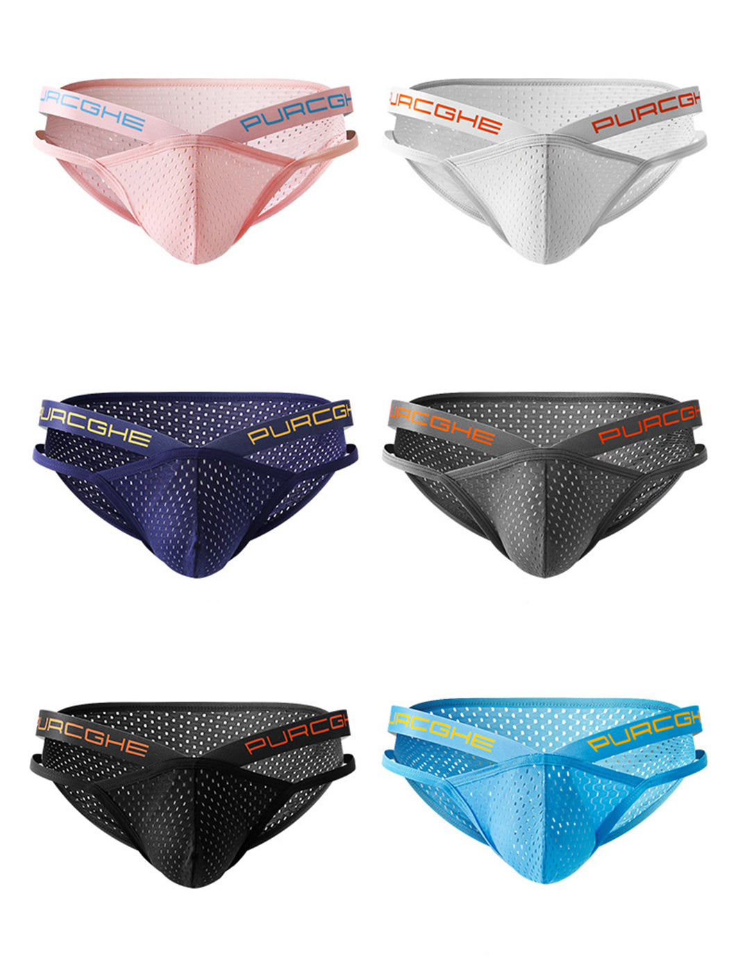 2 Pack Sexy Hollow Out Mesh Briefs for Men