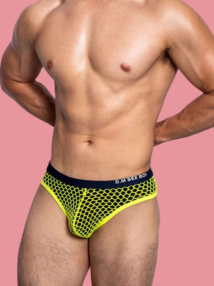 メンズ ローウエスト セクシー ビッグメッシュ 通気性 透明 スポーツブリーフ 3枚組