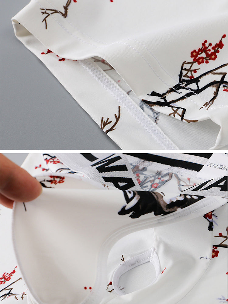 3 Pack Men's Ice Silk U Convex Pouch Trunks with Fly