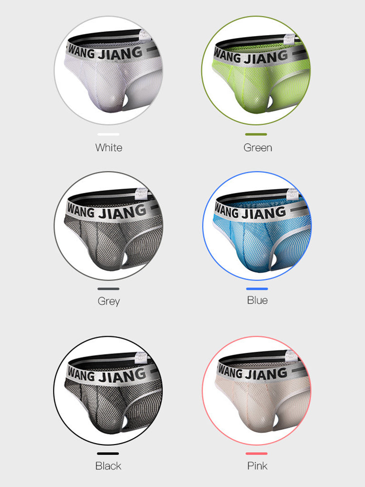 2 Pack Men's Sexy Mesh Sheer Briefs with U-Shaped Pocket