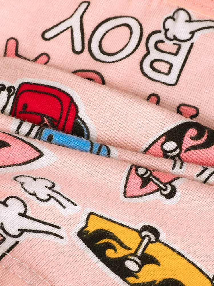 4 Pack Men's Cartoon Cotton Anti-Bacterial Boxer Briefs