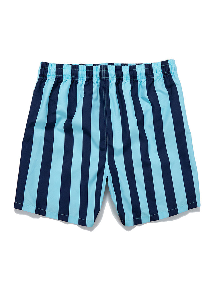 Men's Spliced Striped Drawstring Waist Board Shorts
