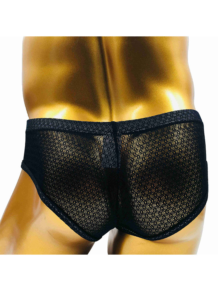 2 Pack Men's Low-Rise Lace Semi-Transparent Trunks