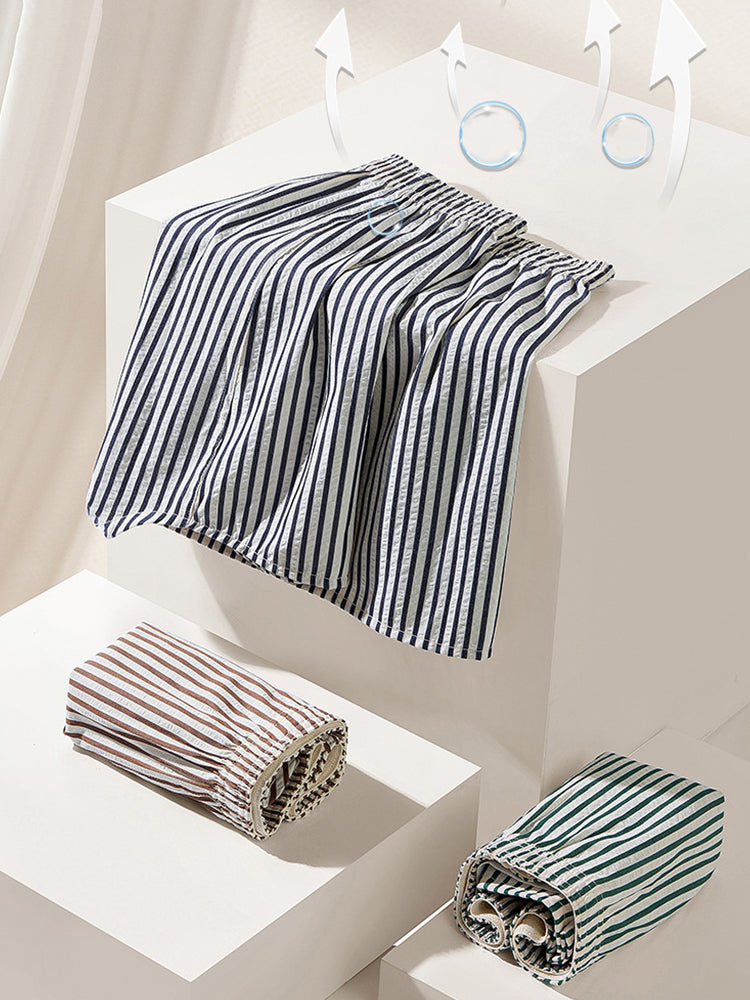 Men's Thin Loose Striped Arrow Pants Breathable Shorts Comfortable Casual Boxer Briefs