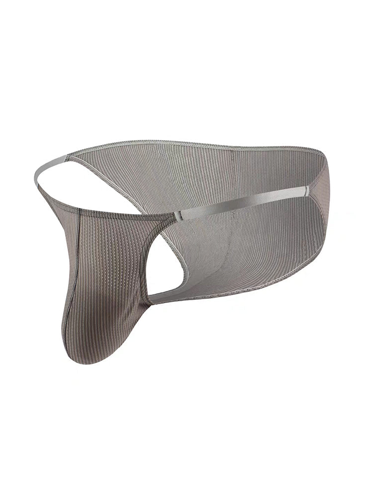 3 Pack Men's Low Rise Striped Camisole Briefs with Raised Pockets