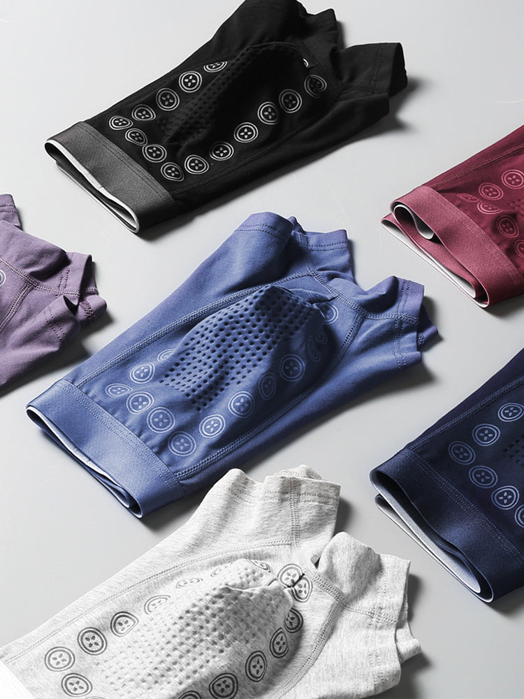 4 Pack Men's Mid-Rise Cotton Antibacterial Breathable Trunks