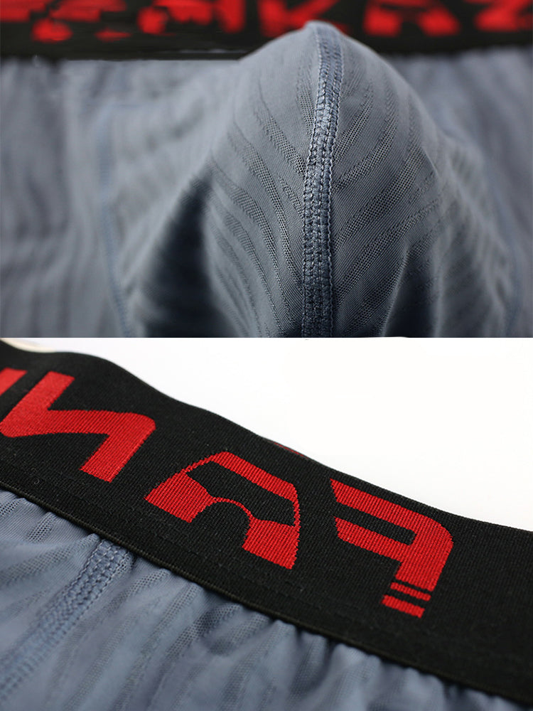 3 Pack Men's Striped U-Pouch Low-Rise Breathable Slim-Fit Trunks