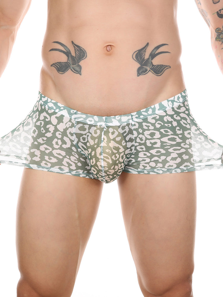 4 Pack Leopard Print See-through Mesh Trunks