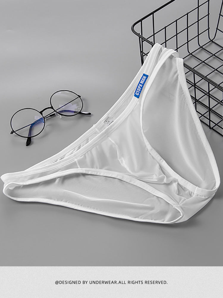 2 Pack Men's Thin Ice Silk Face Mask Fabric U-Convex Sexy Semi-Transparent Bikini
