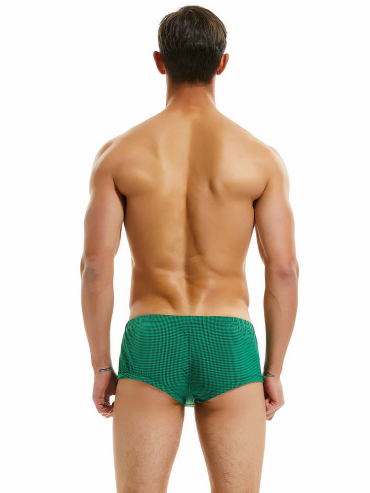 Men's Relaxed Plaid Trunks with Button Fly