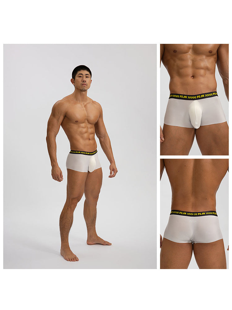 3 Pack Men's Seamless Ice Silk U-Pouch Low Waist Sexy Breathable Trunks