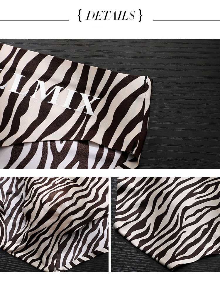 3 Pack ALLMIX Men's 3D Pouch Sexy Leopard Print Ice Silk Briefs