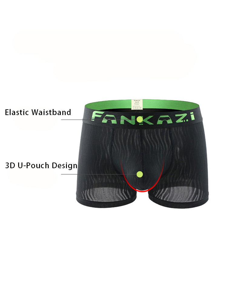 3 Pack Men's Striped U-Pouch Low-Rise Breathable Slim-Fit Trunks