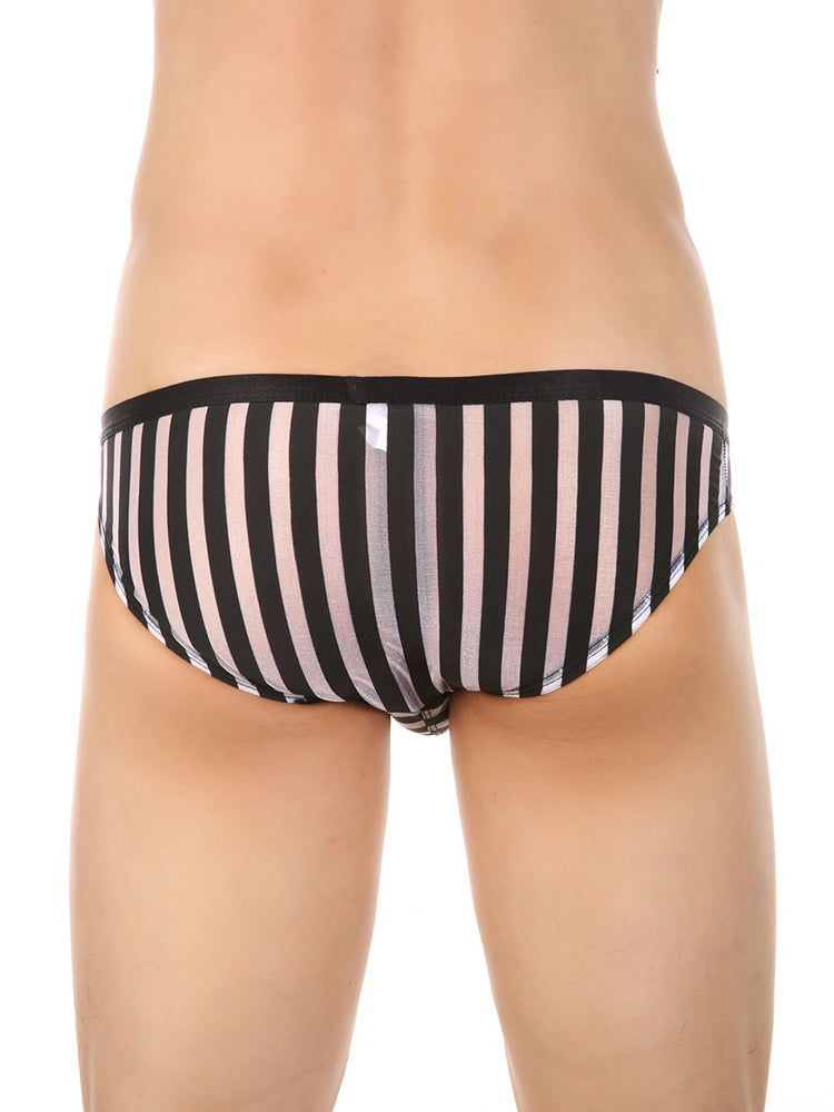 3 Pack Men's Sexy Striped Sheer Mesh Bikini