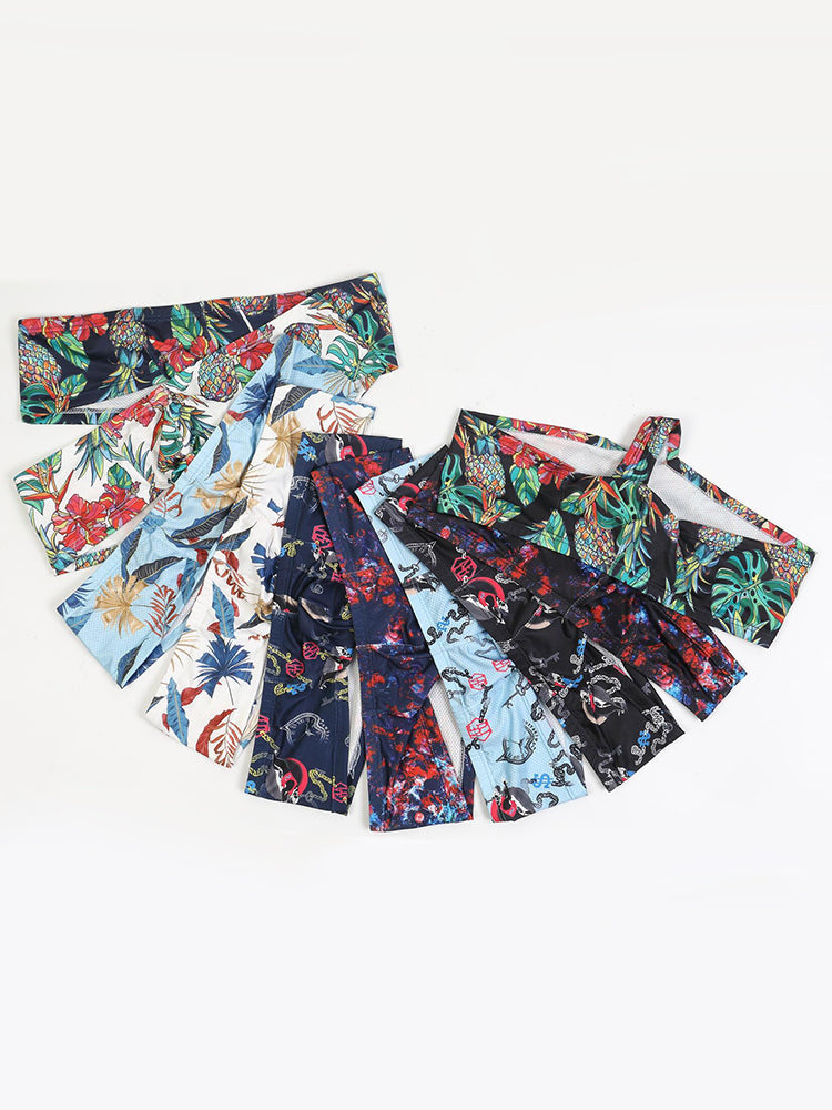 Men's Sexy Botanical Printed Mesh Underwear