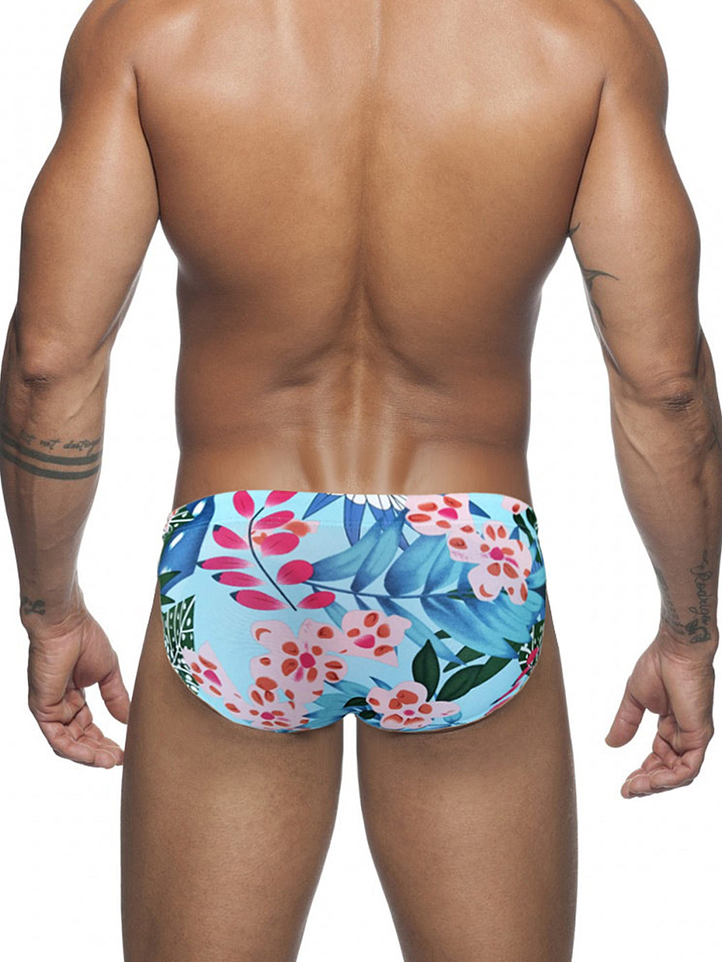 Men's Floral Print Swim Briefs With Removable Pad