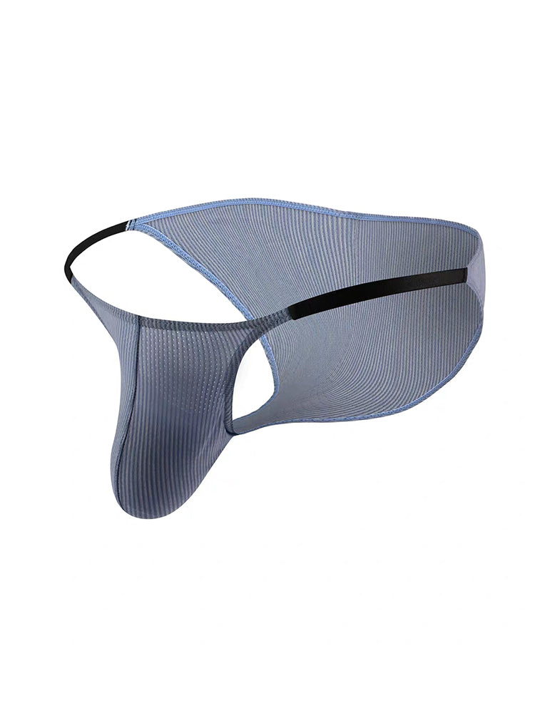 3 Pack Men's Low Rise Striped Camisole Briefs with Raised Pockets