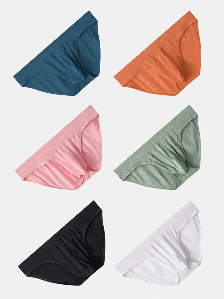 3 Pack Men's Sexy Threaded U-Shaped Briefs