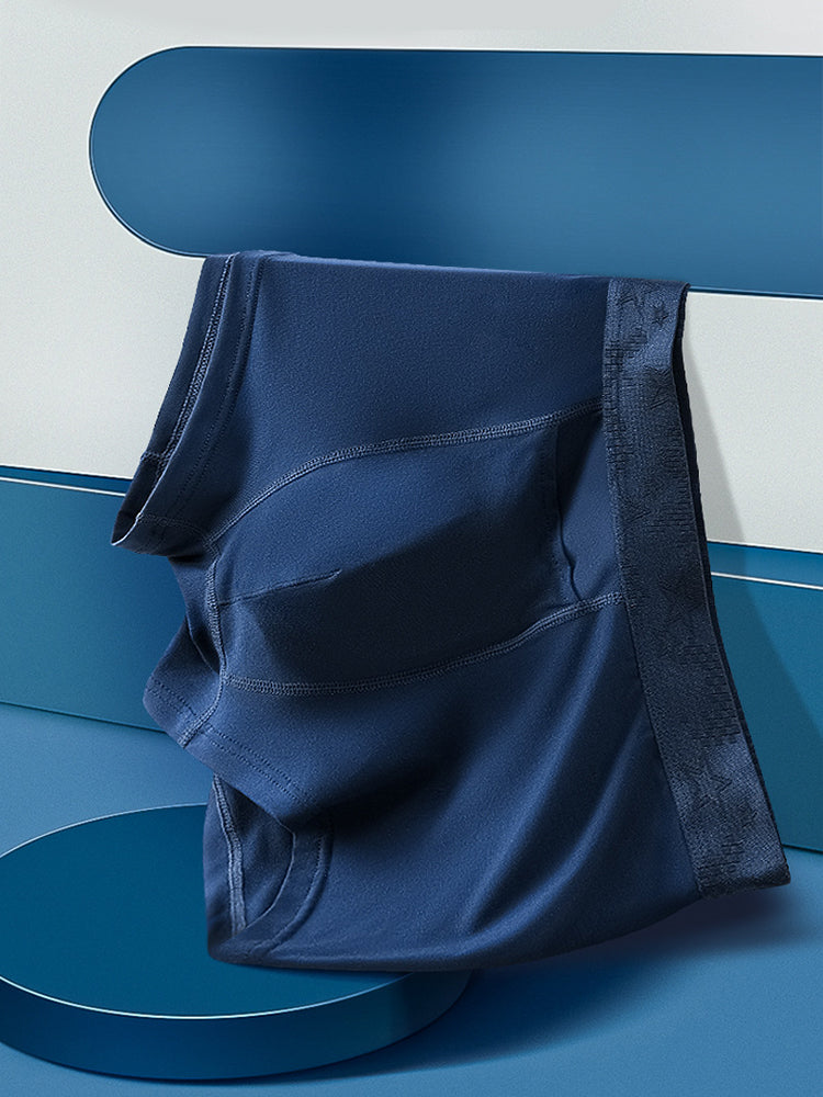 4 Pack Men's Solid Color Separation Pouch Style Separated Breathable Rayon Trunks