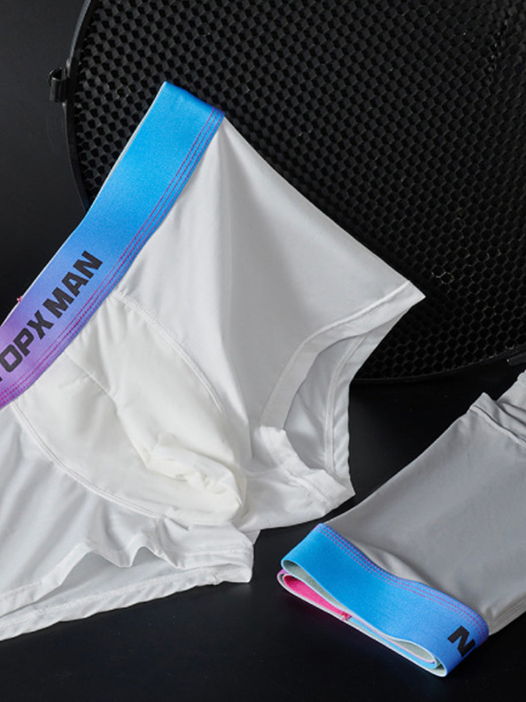 3 Pack Men's U Pouch Trunks with Ombre Belt