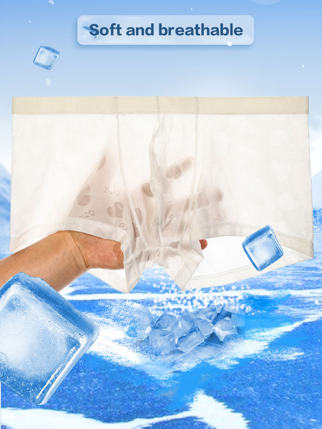 3- Pack Men's Sexy Heart Mesh Trunks