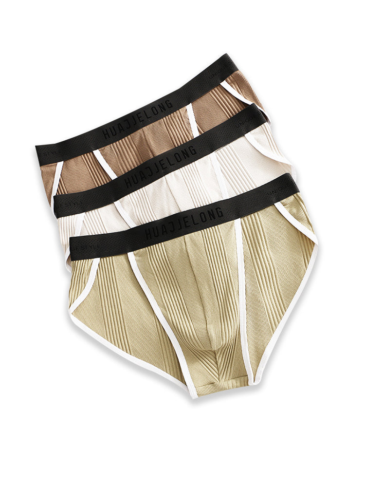 4 Pack Men's Solid Color Cotton Breathable Trendy Briefs