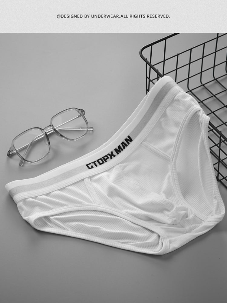 2-Pack Men's Threaded Design Breathable Comfort Low-Rise Thin U-convex Briefs