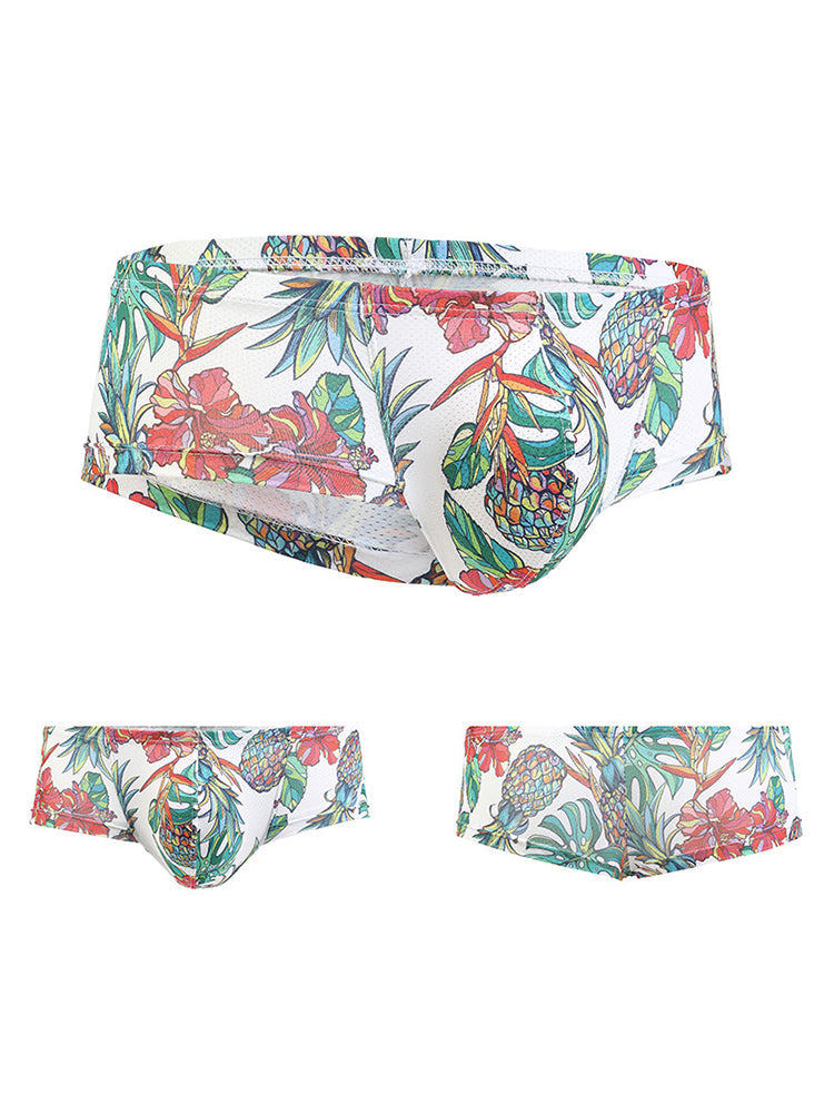 Men's Sexy Botanical Printed Mesh Underwear