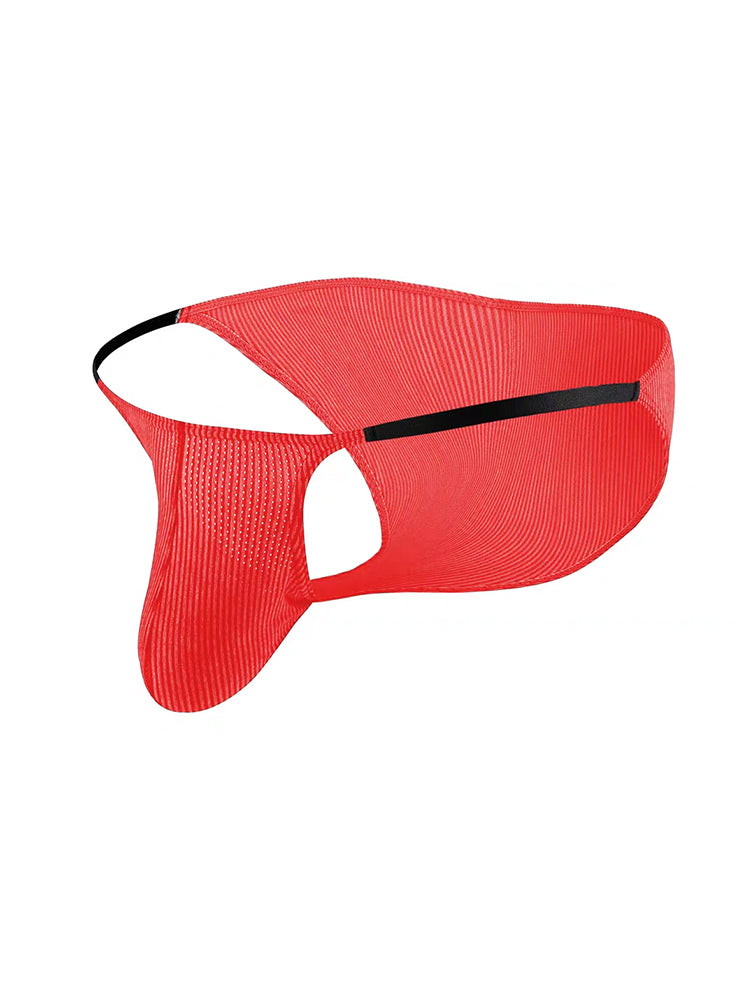 3 Pack Men's Low Rise Striped Camisole Briefs with Raised Pockets